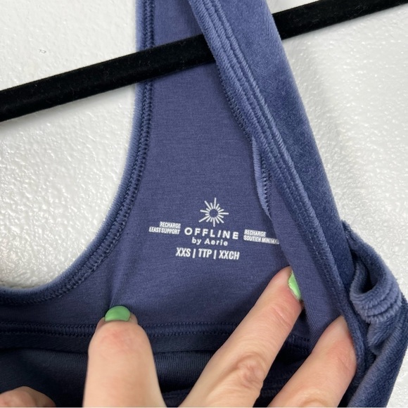 AERIE Offline Cropped Velvet tank Blue Sz‎ XXS - Picture 3 of 6